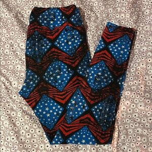 LuLaRoe Red and Blue Star Stripe Leggings